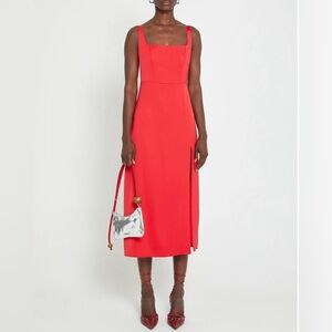 O.P.T Gisela Satin Red Midi Dress